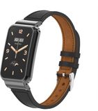 By Qubix Qubix - Classic leren bandje met case - Zwart - Geschikt voor Xiaomi Smart Band 7 Pro / Mi Band 7 Pro bandje