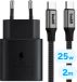 Samsung Adaptateur secteur d'origine Samsung 25W avec câble USB-C Buddi Flex 2M Noir