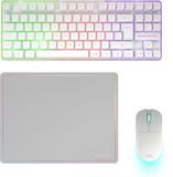 Mars Gaming MCPWTKLWES Toetsenbord Inclusief Muis Gamen RF Draadloos + USB QWERTY Spaans Wit