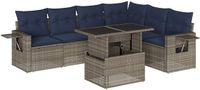 vidaXL 7-delige dining loungeset met kussens, grijs, polyrotan