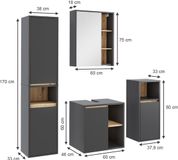 Vicco Badkamermeubelset Viola, Grijs/Artisanaal eiken, 4-delig