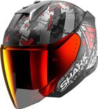 Shark Skwal i3 Jet Hellcat Mat Zwart Chrome Rood KUR - Maat M - Helm
