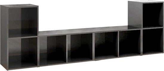 vidaXL Tv-meubelen 4 st 72x35x36,5 cm bewerkt hout hoogglans grijs