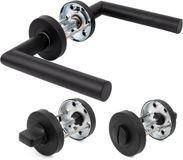 Wan GmbH Poignées de porte sur rosace ronde - Jeu de poignées pour portes - 2 pièces - Noir mat - Acier inoxydable