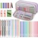 ZenithVibe set de fournitures scolaires de 32 pièces avec chemises violettes, surligneurs pastel, stylos gel et crayons de couleur