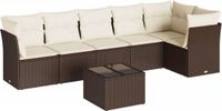 vidaXL 7-delige Loungeset met kussens, polyrotan, bruin