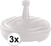 Merkloos Set van 3x ronde parasolvoet wit 42 cm - 13 liter - Steeldikte 1,8 tot 3 cm