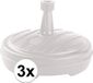Merkloos Set van 3x ronde parasolvoet wit 42 cm - 13 liter - Steeldikte 1,8 tot 3 cm