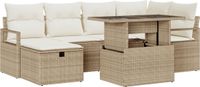 vidaXL Tuinbank - Set - 7 - st - Beige - poly - rattan