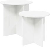 vidaXL Bijzettafelset - 2 stuks - Ø 45 x 45 cm - Wit - Hout
