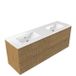 Saniclass Badkamermeubelset - 160x45x62cm - Vygo keramische wastafel wit - 2 wasbakken - zonder kraangaten - 4 lades - mat eiken natural