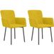 Chaises de salle à manger en velours jaune lot de 2