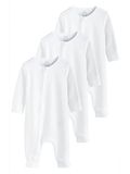 Next - Set van 3 babypyjama's zonder voetjes - Unisex - Wit - 100% Katoen - Lange mouw - Rits