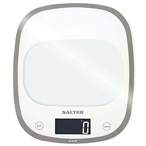 Salter 1050 WHDR Curve Glass Electronic White Kitchen Scale,23.5x21.0x3.0 cm,zwart