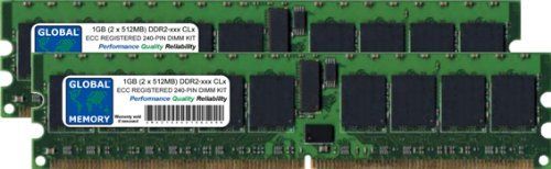 GLOBAL MEMORY 2 GB (2 x 1 GB) DDR2 400/533/667 MHz 240-PIN ECC RDIMM Memory Ram Kit