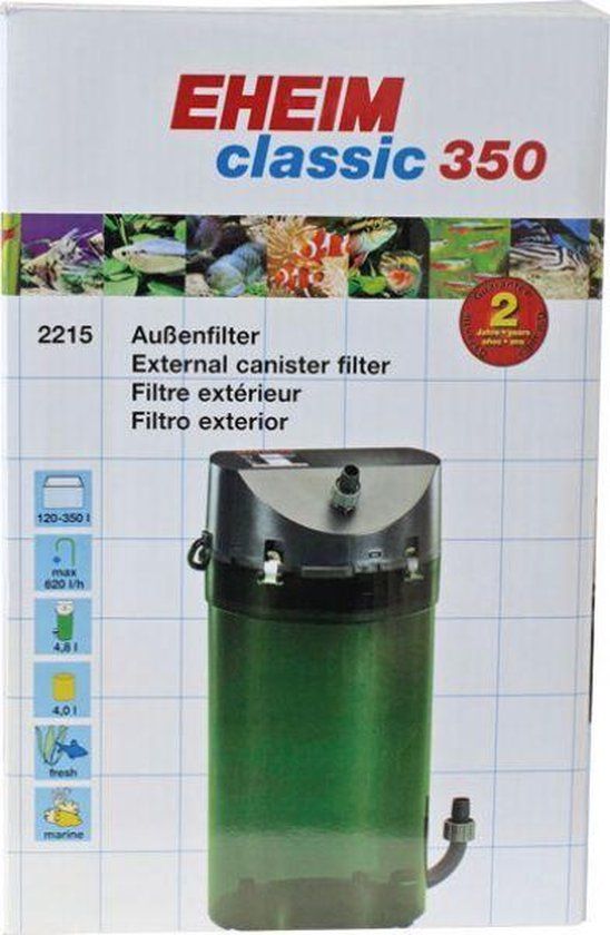 EHEIM classic - 350 buitenfil+filmas - Aquariumfilter - Binnenfilter - 620 l/h - 350 l - Glas