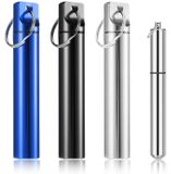 Solidchoice Set van 4 metalen tandenstokerhouders met sleutelhanger en opbergdoos