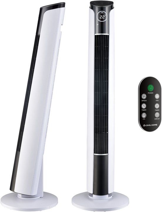 CoolHome Design Torenventilator - Afstandsbediening en Timer - Luchtreiniger - Dimbaar LED-scherm - Wit