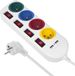 Maclean - Stekkerdoos met schakelaars met penaarde - 4-voudig + 2x USB - 250VAC/10A, 2,1A 5V - 1.5m - Wit