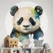 Panda Sticker Mural Rond / Cercle Enfants - Diamètre 100 Cm - Adhésif + Protection Brillante
