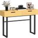 Console 110cm, Étroite, 2 Tiroirs, Métal, Bois Naturel, Sans Poignées