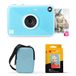 KODAK Printomatic+ 10MP Instantcamera Startpakket (Blauw) met Draagtas, RGB-LED-indicator en ZINK 20-stuks Kleefpapier – Blauw