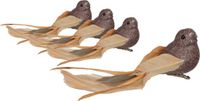 Othmar Decorations Vogels op clip - 4x st - goud - 16 x 4 cm - kunststof - kerstversiering