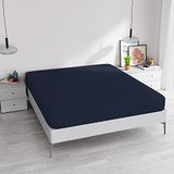 Hoeslaken Elegant Hoeslaken, 35 cm, Donkerblauw, Tweepersoonsbed Maxi