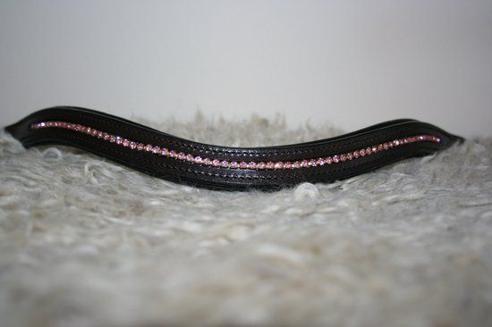 MHS wave frontriem Pink - bruin leer - Cob (39,5cm)