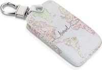 kwmobile Renault 4-knops Smartkey autosleutel hoesje (alleen Keyless Go) - Zwart/Meerkleurig - Travel Wereldkaart design