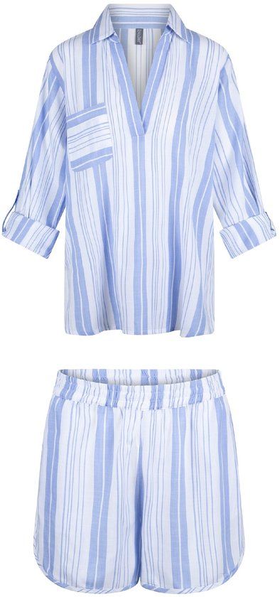 LingaDore Shortama set Blauwe Streep Katoen XXL Vrouwen