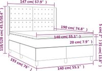 vidaXL Boxspring met matras en LED stof lichtgrijs 140x190 cm