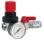 FIAC Drukregelaar, manometer en leidingkraan, aansluitingen 1/4 inch F-universeel, druk Max 12 bar, debiet 180 l/min