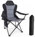 Fauteuil de camping pliable, dossier haut, grand, noir-gris