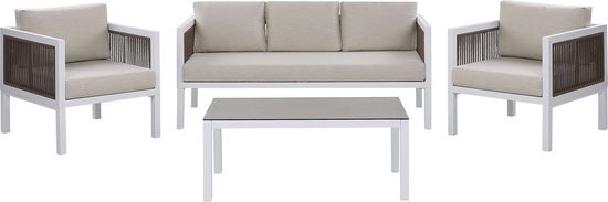 Beliani Loungeset aluminium wit/bruin BORELLO