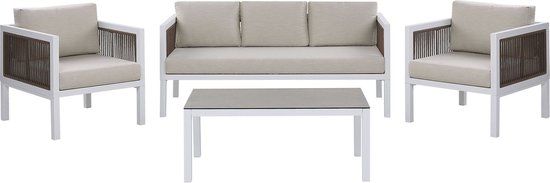 Beliani BORELLO - 5-persoons Loungeset - Wit - Aluminium - Weerbestendig