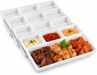 Merkloos / Sans marque Hit Trading B.V. 4x Fondue/Gourmet/BBQ Bord - Wit - 26 x 20 cm - 4 Vakken - Porselein