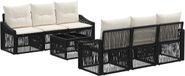 vidaXL Tuinbank Set 7-delig Zwart Polyrattan