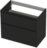 INK - Onderkast 2 Laden Greeploos Gelakt 45gr A-symmetrisch - 800x450x650 Mm - Mat Zwart