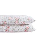 Laura Ashley Home - Standaard kussensloopset, katoenen satijnen beddengoed, glad en kreukvrij (Lilian Coral, 2-delig)