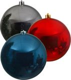 Kaemingk B.V. Kerstversieringen set van 6x grote kunststof kerstballen blauw-zilver-rood 14 cm glans