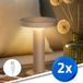 RexTech Tafellamp oplaadbaar Vivro - Voordeelset van 2 stuks - Zandkleur - USB-C oplaadbaar - Werkt ook op zonne-energie - Warm wit licht 3000K - Tafellamp voor binnen én buiten - Solar tuinverlichting