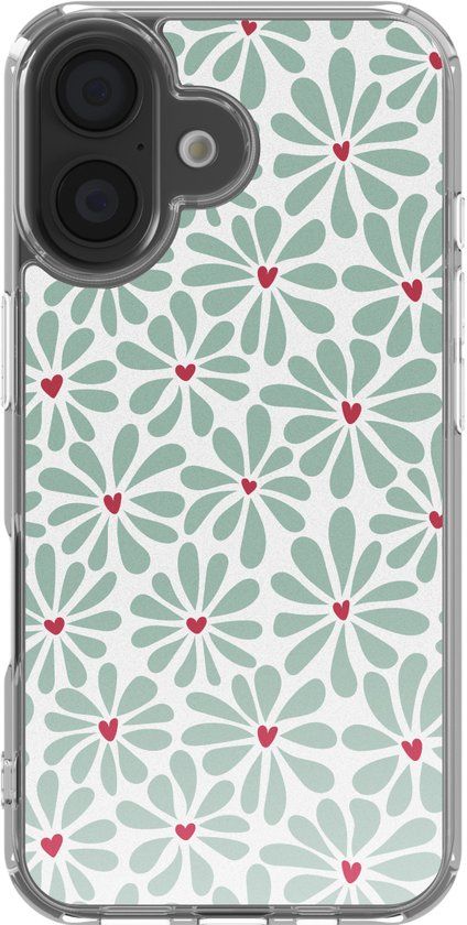imoshion Hoesje - Geschikt voor Apple iPhone 16 - Design hoesje - Bloom Love Sage Green