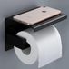 Merkloos Roestvrijstalen zelfklevende toiletrolhouder voor wandmontage met plank zwart
