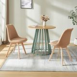 en.casa Eetkamerstoelen Fläten set van 4 stuks bouclé taupe en naturel