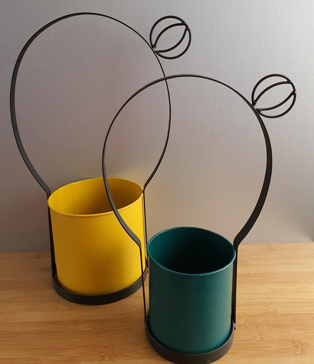 Mica Decorations Cactus Bloempot Set of 2 - Geel/Groen - Metaal