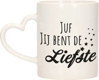 Bellatio Decorations Mok met hartjesoor - Zwart - Keramiek - 296 ml