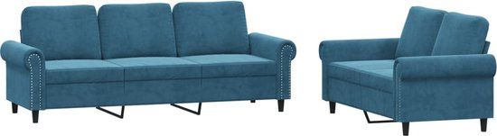 vidaXL 2-delige Loungeset met kussens fluweel blauw