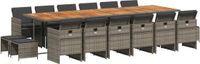 vidaXL 17-delige tuinset met kussens, grijs, polyrotan