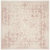 Safavieh Adirondack Collection antiek laagpolig tapijt voor woonkamer, eetkamer, slaapkamer, ivoorkleurig en roze, 120 x 120 cm